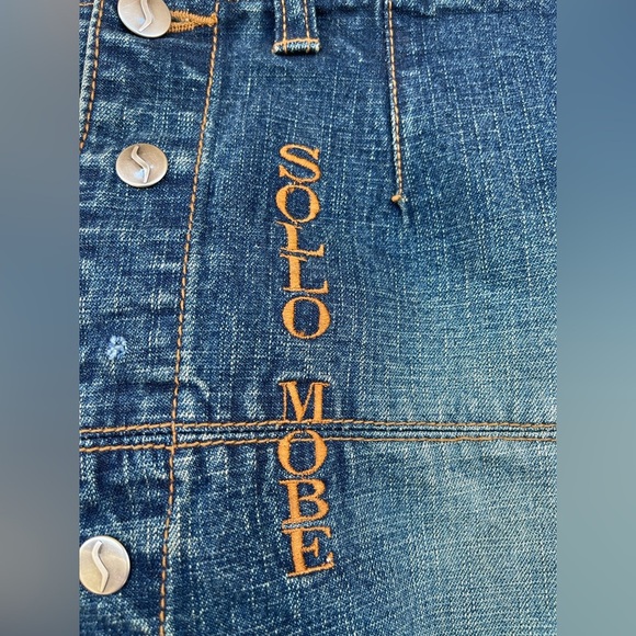 Sollo Mobe denim jean skirt Hi-low vintage size medium - Picture 3 of 8